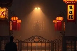 《桥下棋局》画面,桥墩阴影里摆开的木棋盘